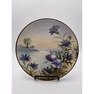 Nippon Handpainted Gold Accents Purple Blue Floral Decor Plate Gallery Wall